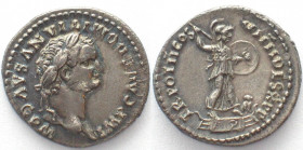 DOMITIAN. AR Denarius 83 AD, Minerva on rostral column, AU!