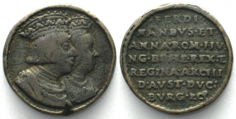 AUSTRIA. Medal 1531, Ferdinand I and Anna, bronze, VF
Size: 30mm. Weight: 19.1g...