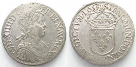 FRANCE. Ecu 1653 S, Troyes mint, Louis XV, silver, AU!