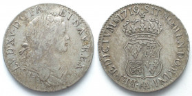 FRANCE. Ecu 1719 AA, Metz mint, Louis XV, silver, VF+