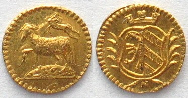 GERMAN STATES. Nürnberg, 1/16 Ducat with lamb, ND (1700), gold, UNC
Friedb. 189...