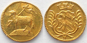 GERMAN STATES. Nürnberg, 1/8 Ducat with lamb, ND (1700), gold, UNC