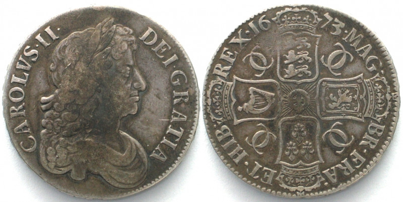 GREAT BRITAIN. Crown 1673, Charles II, silver, VF
KM # 435. VICESIMO QUINTO.