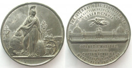 GREAT BRITAIN. London, 1862, International Exhibition, large white metal medal by Ottley, 74mm, UNC-!