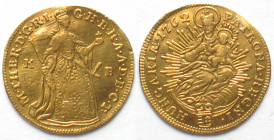 HUNGARY. Ducat 1762 K-B, Kremnitz mint, Madonna, Maria Theresa, gold, XF!