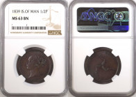 ISLE OF MAN. 1/2 Penny 1839, Victoria, copper, NGC MS 63 BN