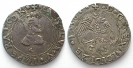 ITALIAN STATES. Sicily, Kingdom. 4 Tari 1556 Emperor Charles V, silver, XF!