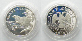 RUSSIA. 1 Rouble 2000, Russian Desman, silver, Proof