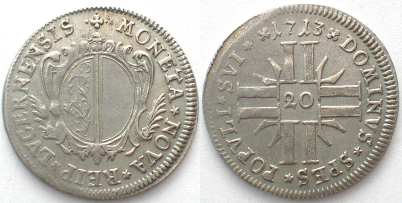 SWISS CANTONS. Luzern, 20 Kreuzer 1713, silver, XF!
HMZ 2-655a.