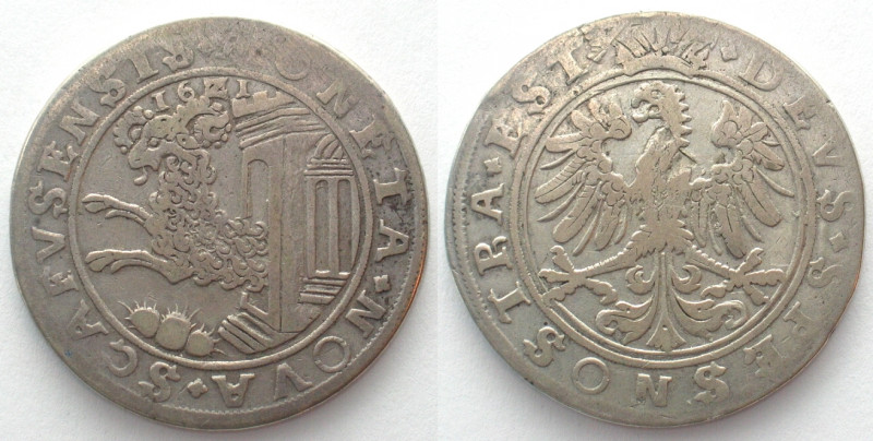 SWISS CANTONS. Schaffhausen, Thaler 1621, scarce medal alignment variety, silver...