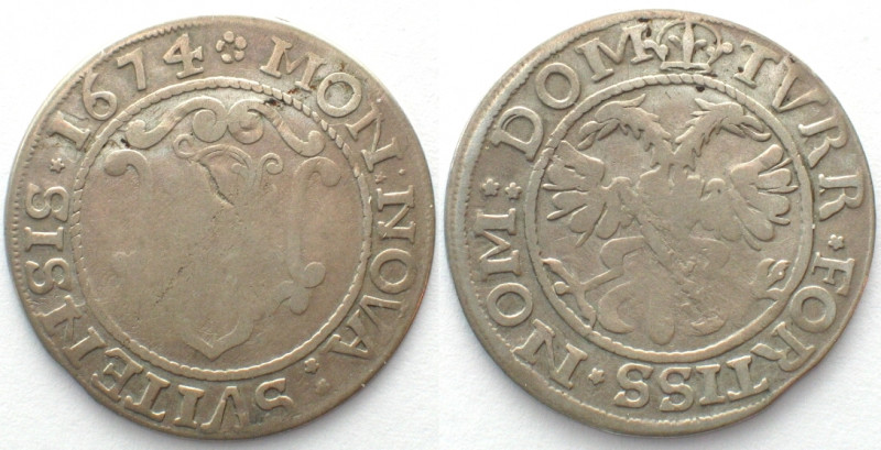 SWISS CANTONS. Schwyz, 4 Batzen 1674, silver, VF, rare!
HMZ 2-791d, KM 29. Die ...
