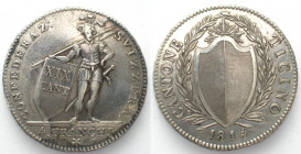 SWISS CANTONS. Ticino, 4 Franchi 1814, star mintmark, silver, VF+/XF! Rare!