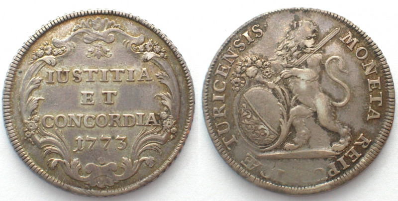SWISS CANTONS. Zürich, 1/2 Thaler 1773, lion head turned left, large date variet...