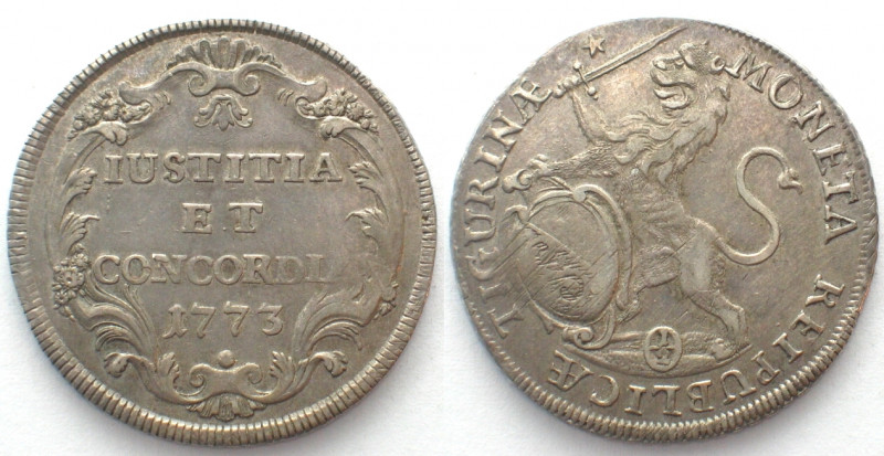 SWISS CANTONS. Zürich, 1/2 Thaler 1773, lion head turned left, silver, XF!
HMZ ...