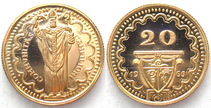 SWITZERLAND. Campilioni (Campione d'Italia), Casino, 20 Francs 1966, gold, Proof...