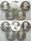 CAYMAN ISLANDS. Set 25 Dollars 1977, Sovereign Queens of England, silver, Proof (5).