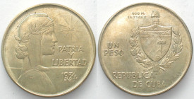 CUBA. 1 Peso 1934, silver, UNC-!