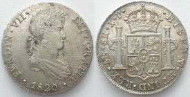 PERU. 8 Reales 1821 LIMAE JP, Fernando VII, silver, UNC-!