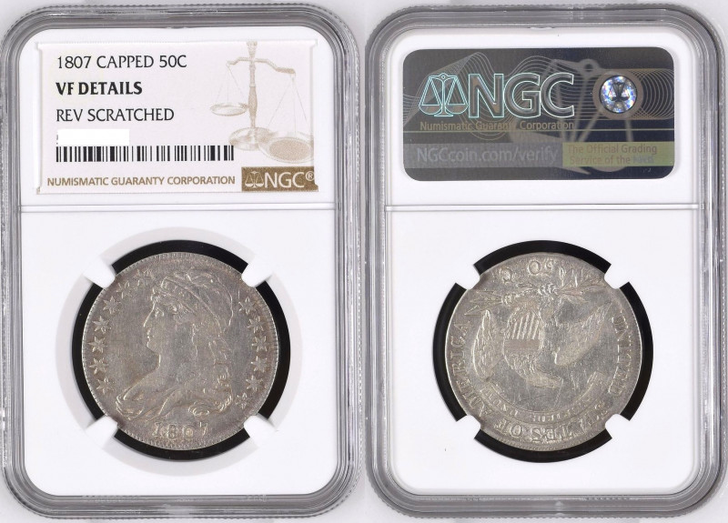 USA. 1/2 Dollar 1807, 50 over 20 Capped Bust Half Dollar, silver, VF
NGC VF Det...