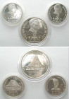 LAOS. Set 2 x 5.000 Kip, 10.000 Kip 1975 (3), silver, Proof