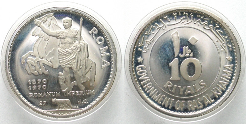 UNITED ARAB EMIRATES. Ras al Khaima. 10 Riyals 1970, Roman Empire, Saqr bin Muha...