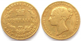 AUSTRALIA. 1/2 Sovereign 1856, Sydney mint, Victoria, gold. Scarce! F-VF.