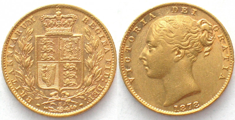 AUSTRALIA. Sovereign 1878 S, Sydney mint, Victoria, gold, AU/UNC
KM # 6. Weight...