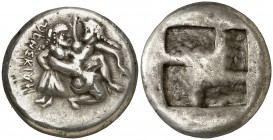 (510-480 a.C.). Tribus Traco-Macedonias. Orreskioi. Estátera. (S. 1326). 8,41 g. Muy rara. MBC.