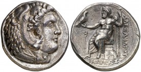 Imperio Macedonio. Alejandro III, Magno (336-323 a.C.). Arados. Tetradracma. (S. 6720 var) (MJP. 3332). 17,14 g. Raspaduras en reverso. EBC-.