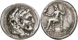 Imperio Macedonio. Alejandro III, Magno (336-323 a.C.). Babilonia. Tetradracma. (S. 6724) (MJP. 3692). 17,16 g. Contramarca y punzonadas en anverso. G...