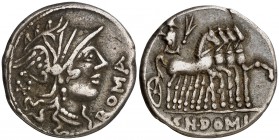 (hacia 116-115 a.C.). Gens Domitia. Denario. (Bab. 7) (Craw. 285/1). 3,93 g. MBC.