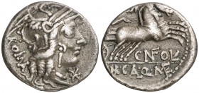 (hacia 117-116 a.C.). Gens Fulvia. Denario. (Bab. 1) (Craw. 284/1b). 3,77 g. MBC.