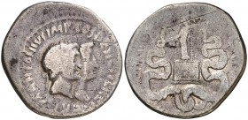 (39 a.C.). Marco Antonio y Octavia. Cistóforo. (Spink 1513) (S. 3, como Octavia y Marco Antonio) (RPC. I, 2202). 10,93 g. BC+.