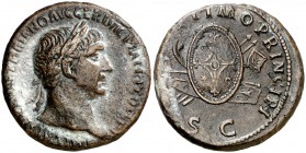 (107 d.C.). Trajano. AS. (Spink. falta) (Co. 569 var) (RIC. 584 var). 10,21 g. MBC.