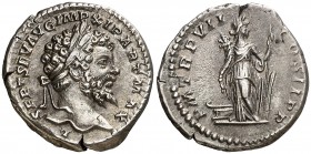 (199 d.C.). Septimio Severo. Denario. (Spink 6332) (S. 452) (RIC. 136). 3,41 g. EBC-.