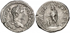 (206 d.C.). Caracalla. Denario. (Spink 6909 var) (S. 689) (RIC. 179). 3,33 g. MBC+.