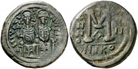 (572-573). Justino II y Sofía. Nicomedia. Follis. (Ratto 853) (S. 369). 14,48 g. MBC+.