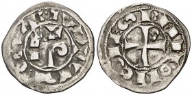 Ramon VI (1194-1222) i Ramon VII (1222-1249). Tolosa. Òbol. (Cru.Occitania 81). 0,46 g. Escasa. MBC.