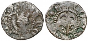 Alfons IV (1416-1458). Perpinyà. Òbol. (Cru.V.S. 831.1 var) (Cru.C.G. 2878d). 0,51 g. Escasa. MBC-.