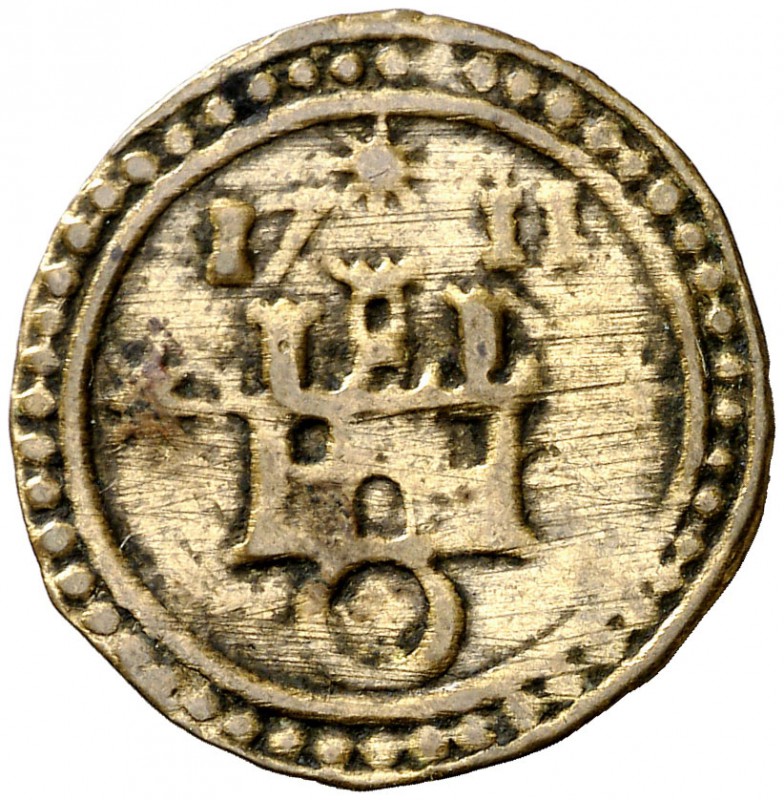 1711. La Bisbal. Pellofa. (Cru.L. 1404). 0,46 g. Latón. Escasa. MBC-.