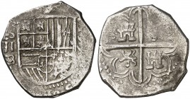 159(...). Felipe II. Sevilla. B. 2 reales. (Cal. tipo 357). 6,90 g. MBC-.