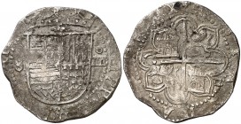 s/d. Felipe II. Sevilla. . 4 reales. (Cal. 391). 13,14 g. Flor de lis entre escudo y corona. MBC.