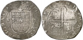 s/d. Felipe II. Sevilla. . 8 reales. (Cal. 235). 26,68 g. Leves oxidaciones limpiadas. (MBC/MBC-).