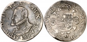1589. Felipe II. Amberes. 1 escudo felipe. (Vti. 1265) (Vanhoudt 362.AN). 33,99 g. MBC-.