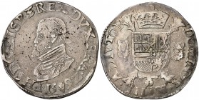1592. Felipe II. Amberes. 1 escudo felipe. (Vti. 1268) (Vanhoudt 362.AN). 34,04 g. MBC-.