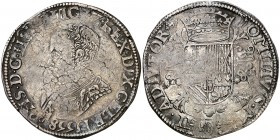1558. Felipe II. Nimega. 1 escudo felipe. (Vti. 1178) (Vanhoudt 253.NIJ). 32,57 g. MBC-.