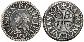 1611. Felipe III. Barcelona. 1/2 croat. (Cal. 534). 1,47 g. MBC.