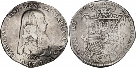 1666. Carlos II. Milán. 1 felipe. (Vti. 18) (Crippa 2) (MIR 380). 27,51 g. Escasa. MBC-/MBC.