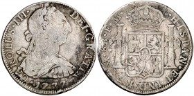 1777. Carlos III. México. FM. 8 reales. (Cal. 923). 26,46 g. BC+.