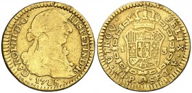 1785. Carlos III. Popayán. SF. 1 escudo. (Cal. 684) (Restrepo 54-28). 3,21 g. Sirvió como joya. Escasa. BC.